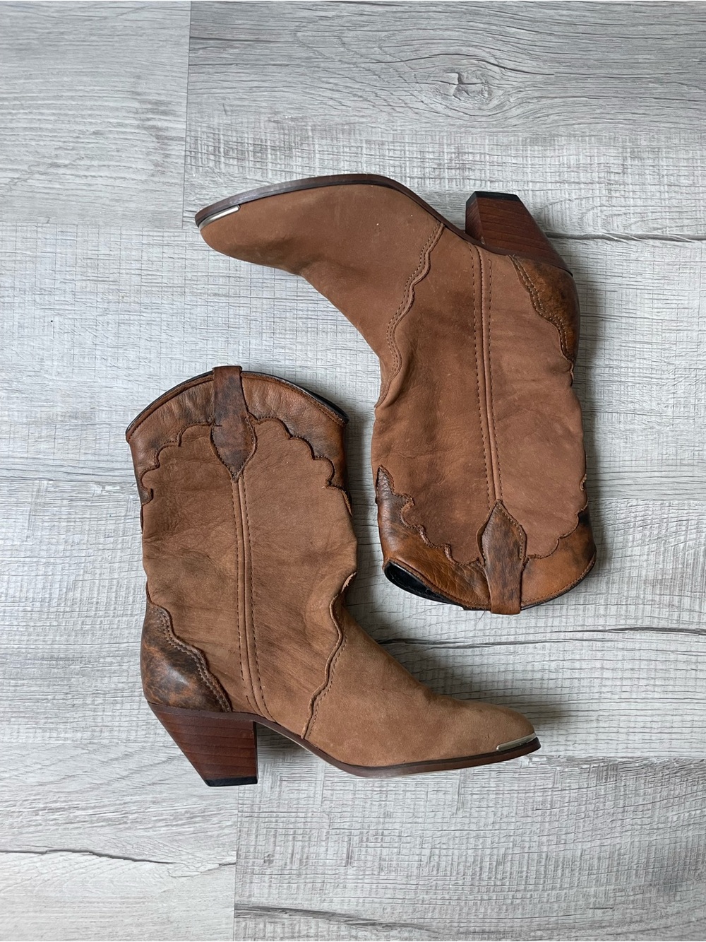 Vintage Tan Suede Western Boots